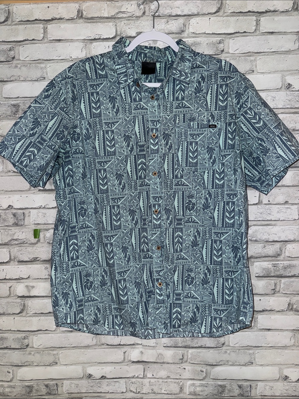 Men's Short-Sleeve Jack’s Hawaiian Print Short Sleeved Shirt